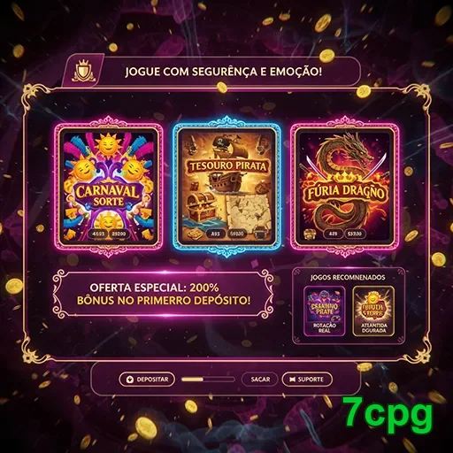 Imagem do Carnaval 7CPG, destacando sorte e tesouros do Dragão.