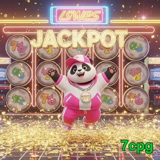 Panda celebrando o jackpot no 7cpg, simbolizando sorte e alegria em jogos.